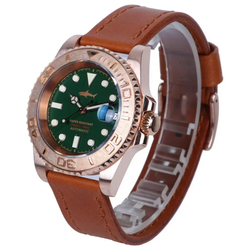 Heimdallr masculino mergulhador relógio 40.5mm bronze água fantasma relógio de pulso mecânico automático 30am à prova dwaterproof água c3 luminoso nh35 esporte