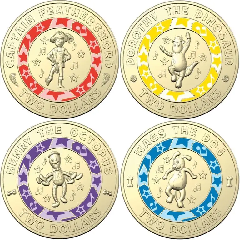 

Australia 2021 Color Commemorative Coin Wiggles Band 30 Th Anniversary Four Pieces 2 Yuan UNC Brand New