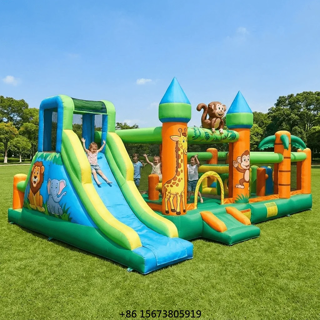 Durable Commercial PVC Tarpaulin Inflatable Bounce House Slide Big Colorful Jumping Castle Moonwalk Jumper for Kids Playing