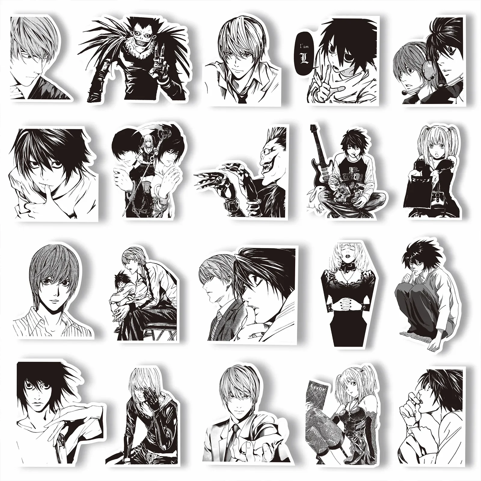 65Pcs Black White DEATH NOTE Graffiti Stickers Laptop Decals Scrapbooking Notebook Luggage Skateboard Car Anime Sticker for Kids