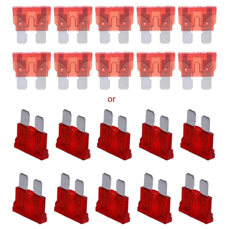 LXAF 10 Stuks Blade-type Automotive Vervangingszekeringen 10A Auto Rv Standaard Zekeringen