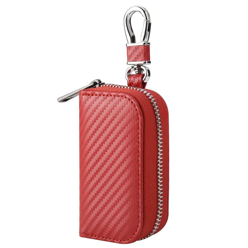 Car Key Signal Blocker Case Faraday Box Car Key Storage Bag RFID PU Leather Anti-theft Key Fob Pouch Zipper Bag Car Accessories