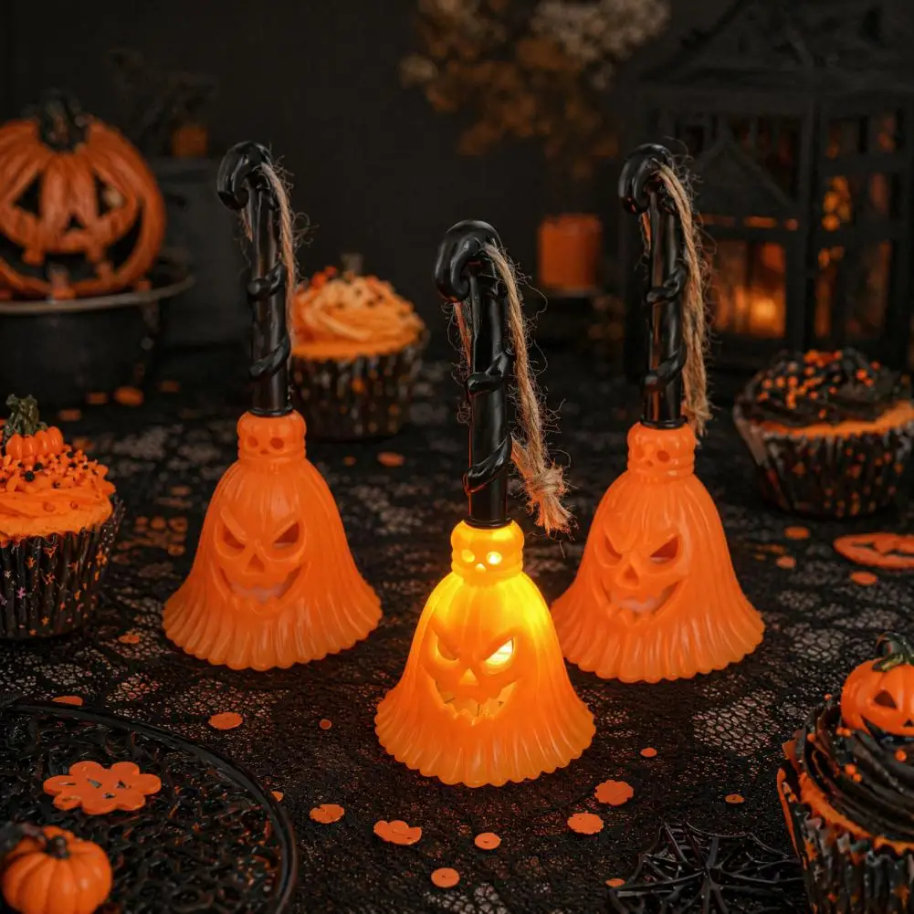 Halloween Broom Light Broom Decorative Light Halloween Pumpkin Broom Light Hanging Led Witch Lamp Spooky Decorative Halloween