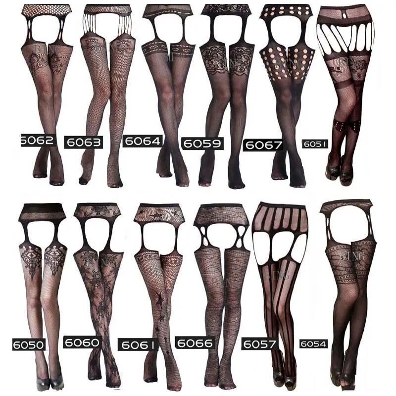 19 Styles lace Tights for girls Women sexy suspenders high waist fishnet dress pantyhose yarns Garter net Stockings hose S09