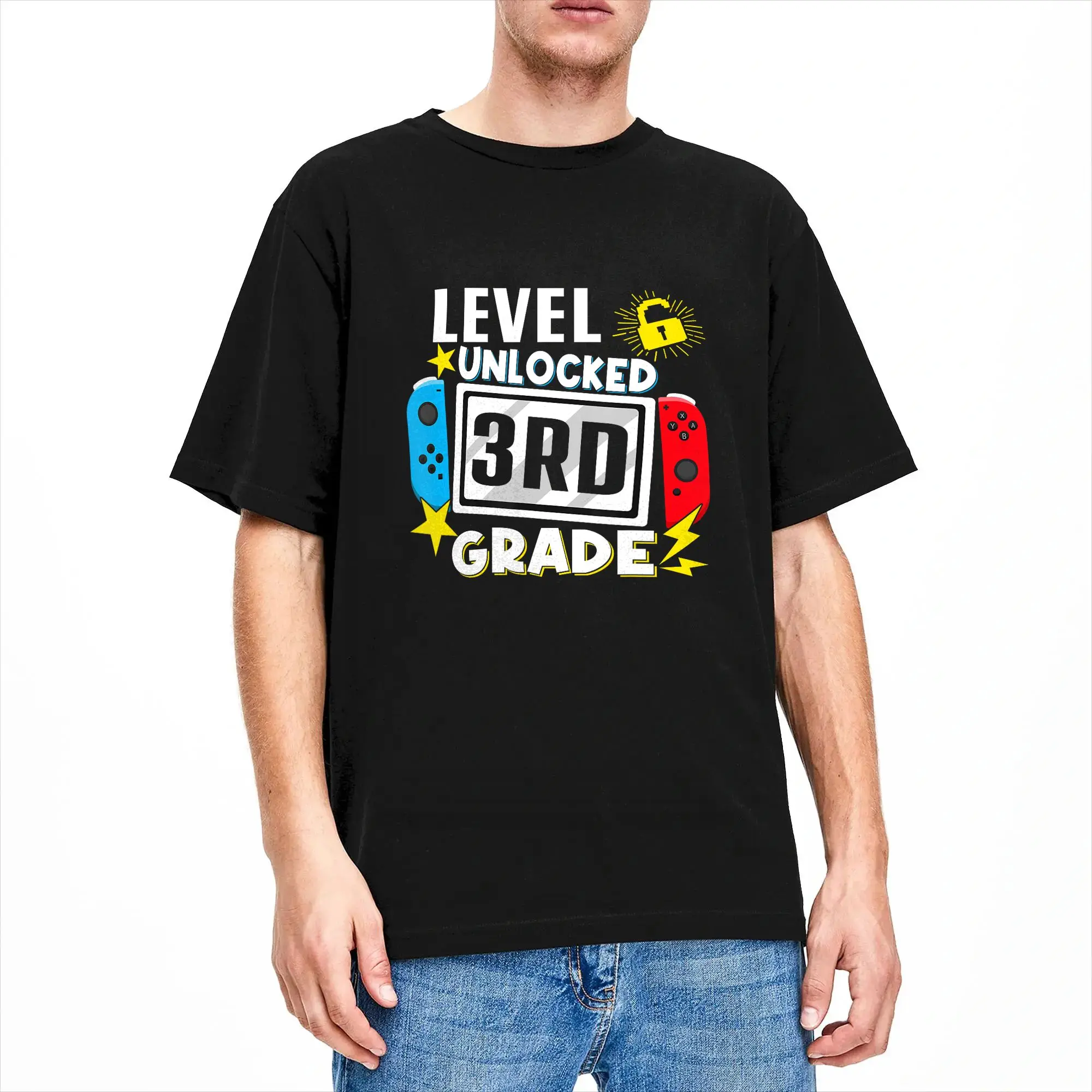 First Day Of Rd Grade Level Unlocked Game Back To School T Shirt Summer  Cotton T-Shirts For Men Tee Shirt Short Sleeve Clothing