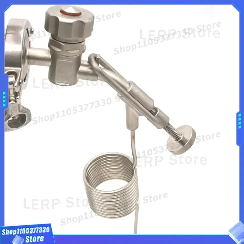 304 Stainless Steel Sanitary Sample Valve 1.5 Inch Three Clip Pigtail Cooling Coil for Beer Brewing Fermenter Accessories