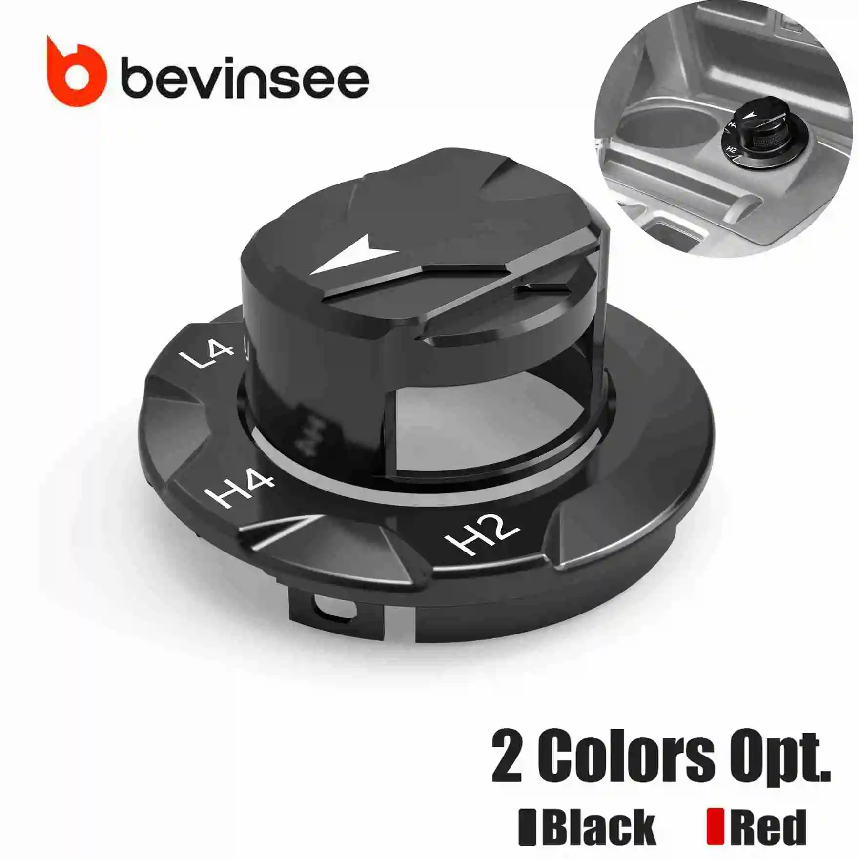 

BEVINSEE Transfer Case Dial Knob Cap and Bezel for Toyota 4Runner 2014-2024, Replace 36360-35610
