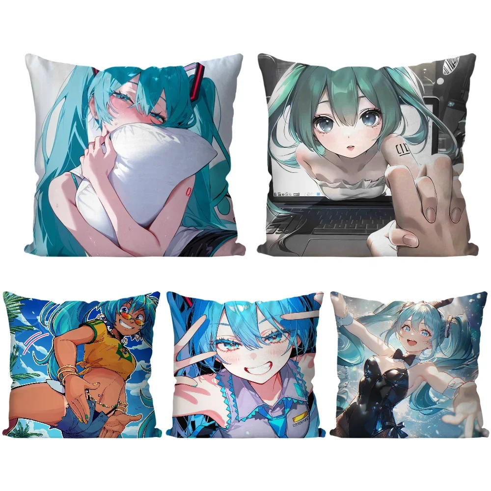

1pc H-Hatsune M-Miku Singer Anime Pillow Case Square Pillow Bedroom Sofa Leisure Comfort Car Living Room Home Decoration 40X40