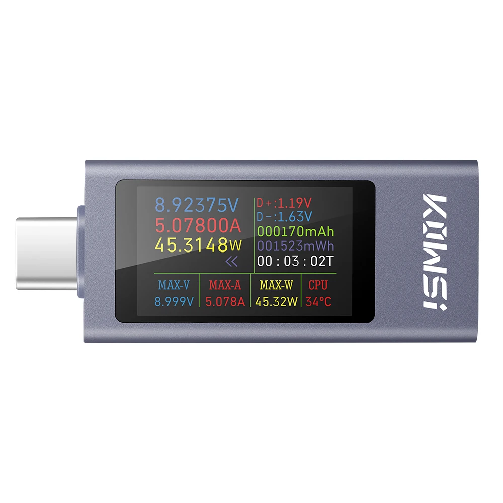 Typ-C Strom-Spannungs-Kapazitäts-Tester für Telefone, USB-Tester DC 4-30V 0-12A, Leistungsmesser, PD-Mobilstromdetektor-Testgerät