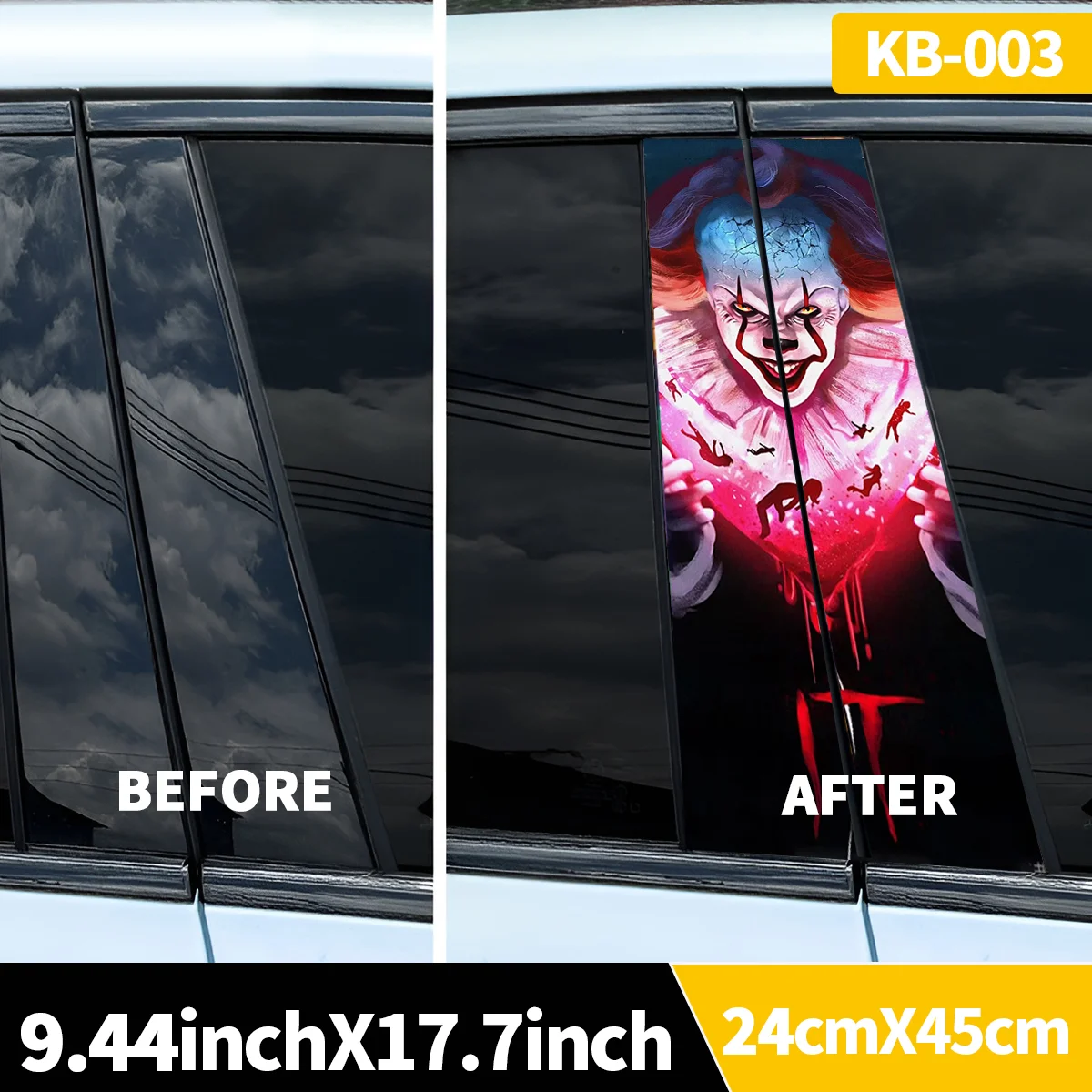 1pc/2pcs Anime Theme Halloween Horror Car Stickers B-pillar Vinyl Decals Waterproof Auto Center Pillar Sticker