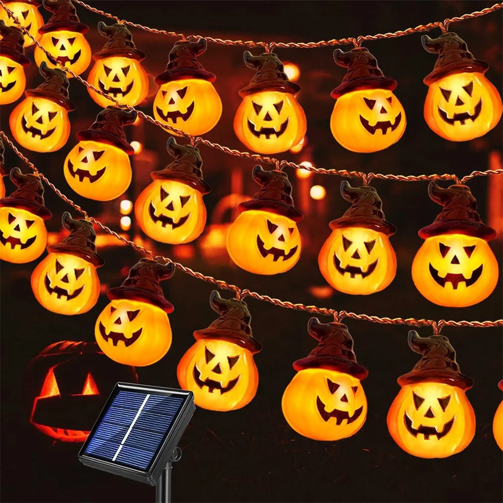 

2024 Solar Pumpkin Lights for Halloween Decorations Outside Newest Spooky Pumpkin Lights String for Outdoor Halloween Yard