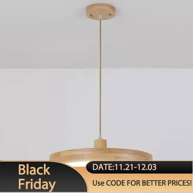 Modern LED Pendant Light Slim Wooden Acrylic Hanging Lamp For Restaurant Living Room Bar Coffer Shop Indoor Illumination Fixture