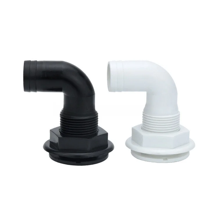 1 Inch 90 Degree Elbow Hose Barb Drain Connector ABS Thru-Hull Fitting For Boat Plumbing RV Truck Water System