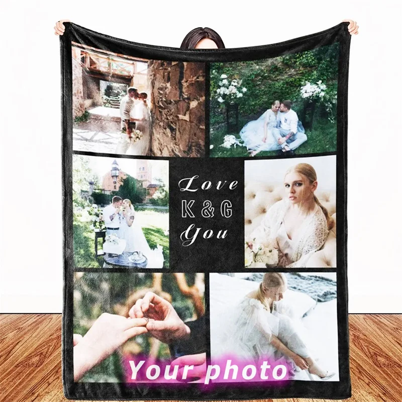 Your Picture Blanket Cover Coral Fleece Plush Customized DIY Print on Demand Dropshipping Warm Throw Blanket for Bed Bedspread