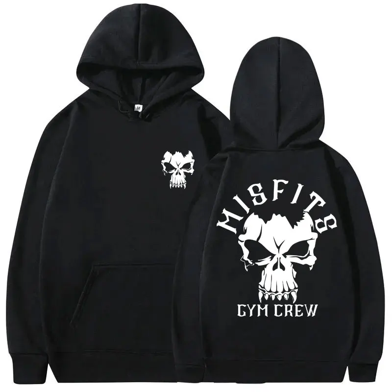 

Misfits Gym Crew Funny Skeleton Double Sided Print Hoodie Men Women Fashion Oversized Pullover Male Casual Fleece Cotton Hoodies