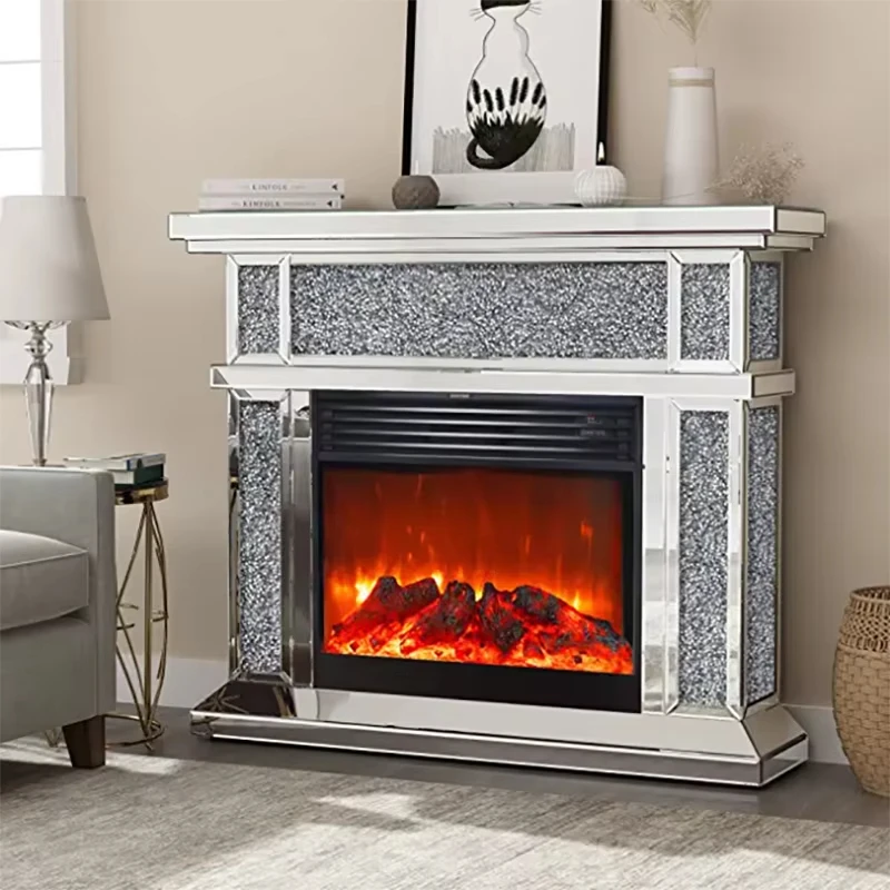 Living Room Bedroom Dining Room Mirror Electric Fireplace Fireplace with Remote Control 3D Flame