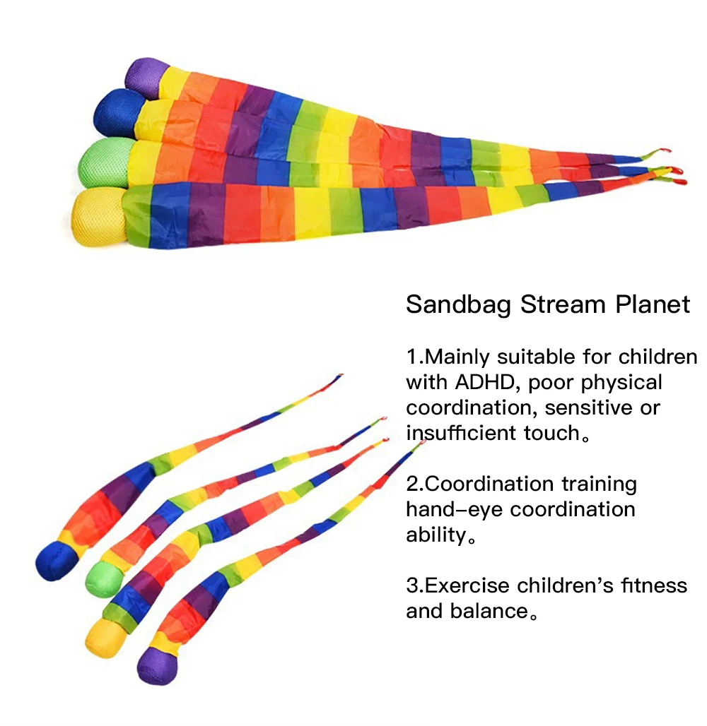 2PCS Hand Throwing Ball Sandbag Rainbow Ball Fun Toy Ribbon Soft Ball Child Toys Training Physical Fitness Outdoor Props