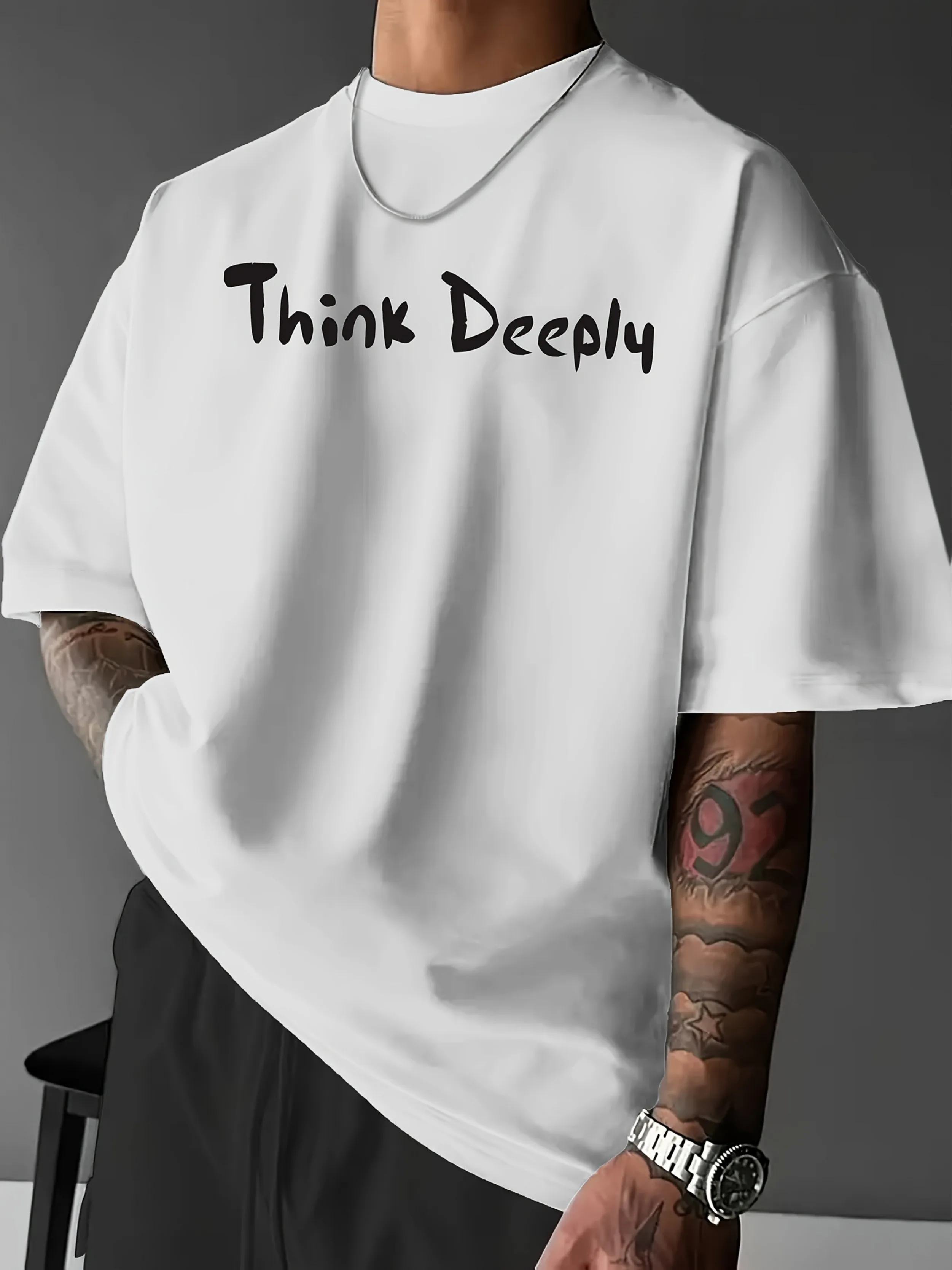 2026 Summer New Style Men's T-shirt - Street Casual Fashion Simple Elegant Soft Comfortable Breathable 3D Letter Pattern Print