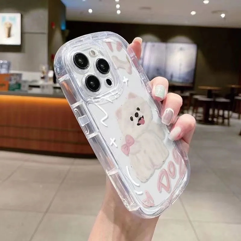 

Милый мультяшный чехол для телефона с собачкой для iPhone 17 Pro Max, 16 Plus, 15, 14, 13, 11, силиконовая задняя крышка для iPhone 12 Pro, XR, XS, X, 8 Plus, 7, SE3