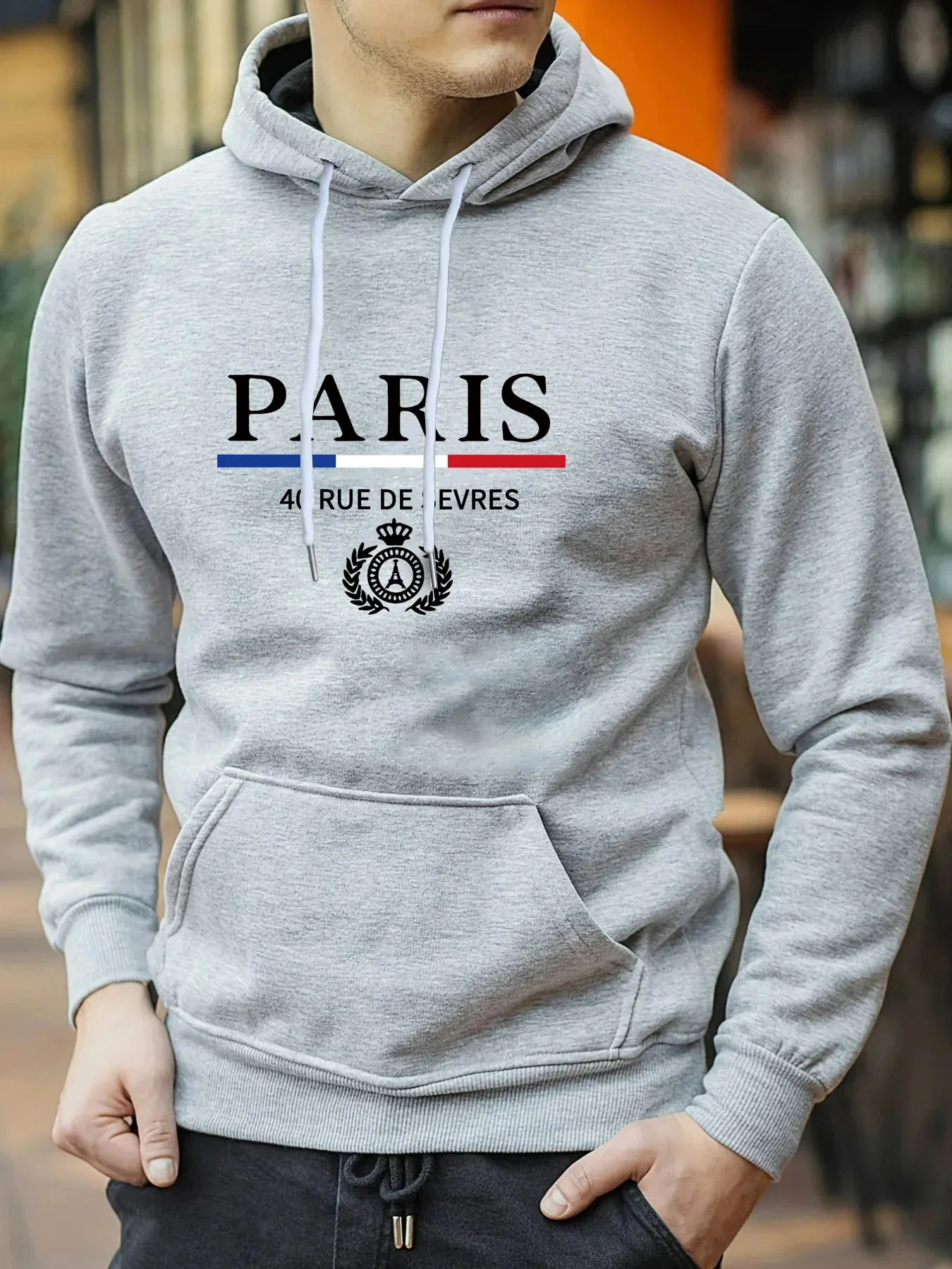 Fashionable And Versatile Paris Print Hoodies Spring Fall Long Sleeve Cotton For Men Comfort Casual Pullover Clothes 2024 Model