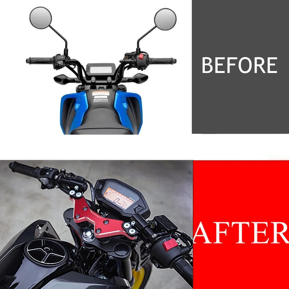 3D CNC Adjustable Handlebar Risers Clip‑On Kit For HONDA GROM MSX125 2013-2025