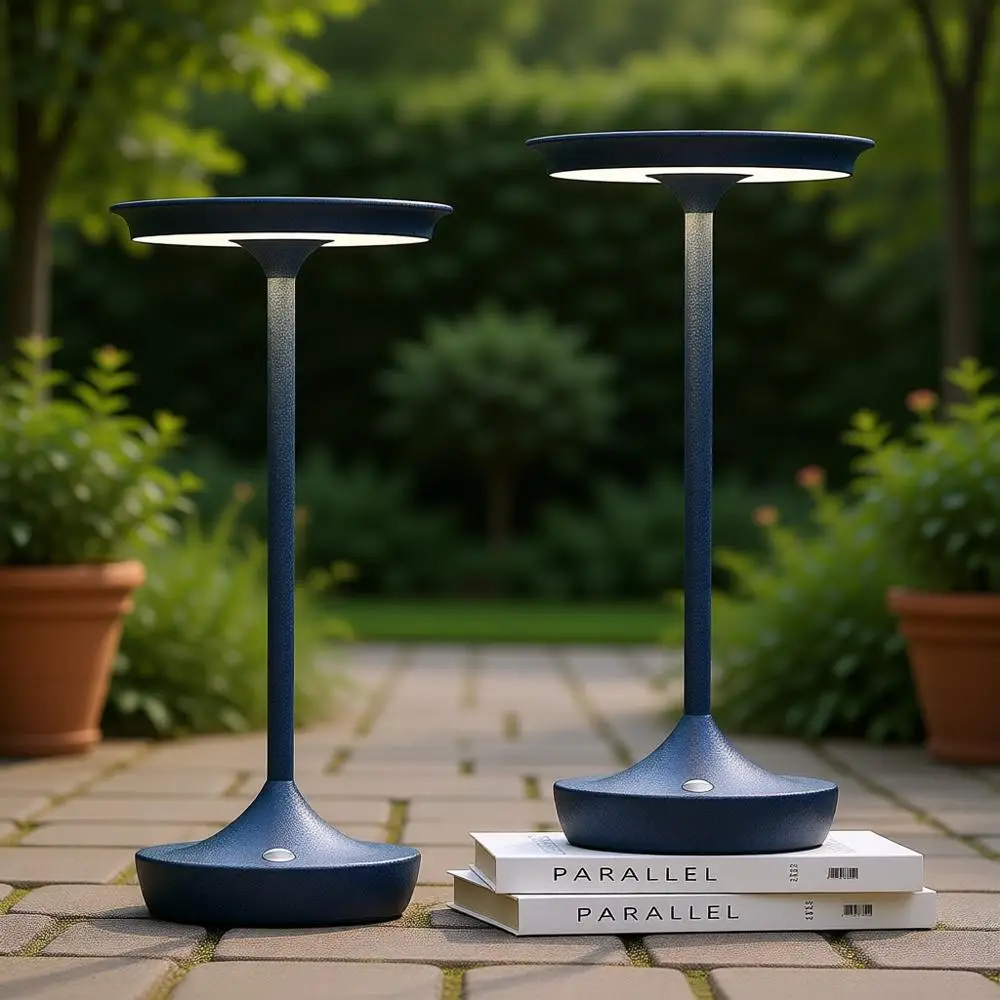 

2-Pack Rechargeable LED Outdoor Table Lamps with 3 Color Step Dimming and Memory Function for Patio and Dining
