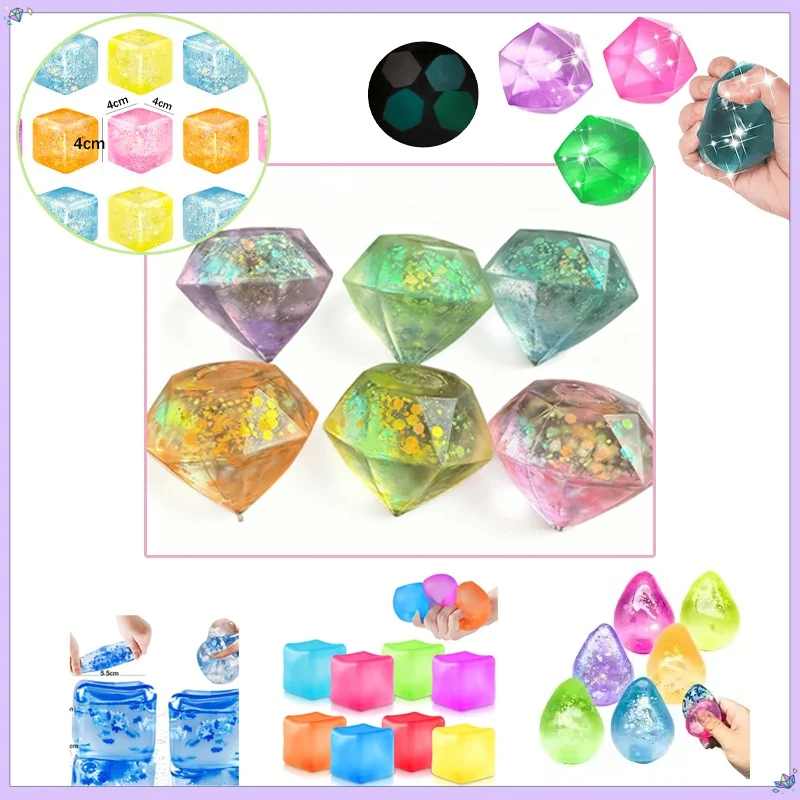 2 pçs lento aumento brinquedo mole alívio do estresse cubo para adultos crianças alta elasticidade gel brinquedos sensoriais anti-ansiedade bola de estresse