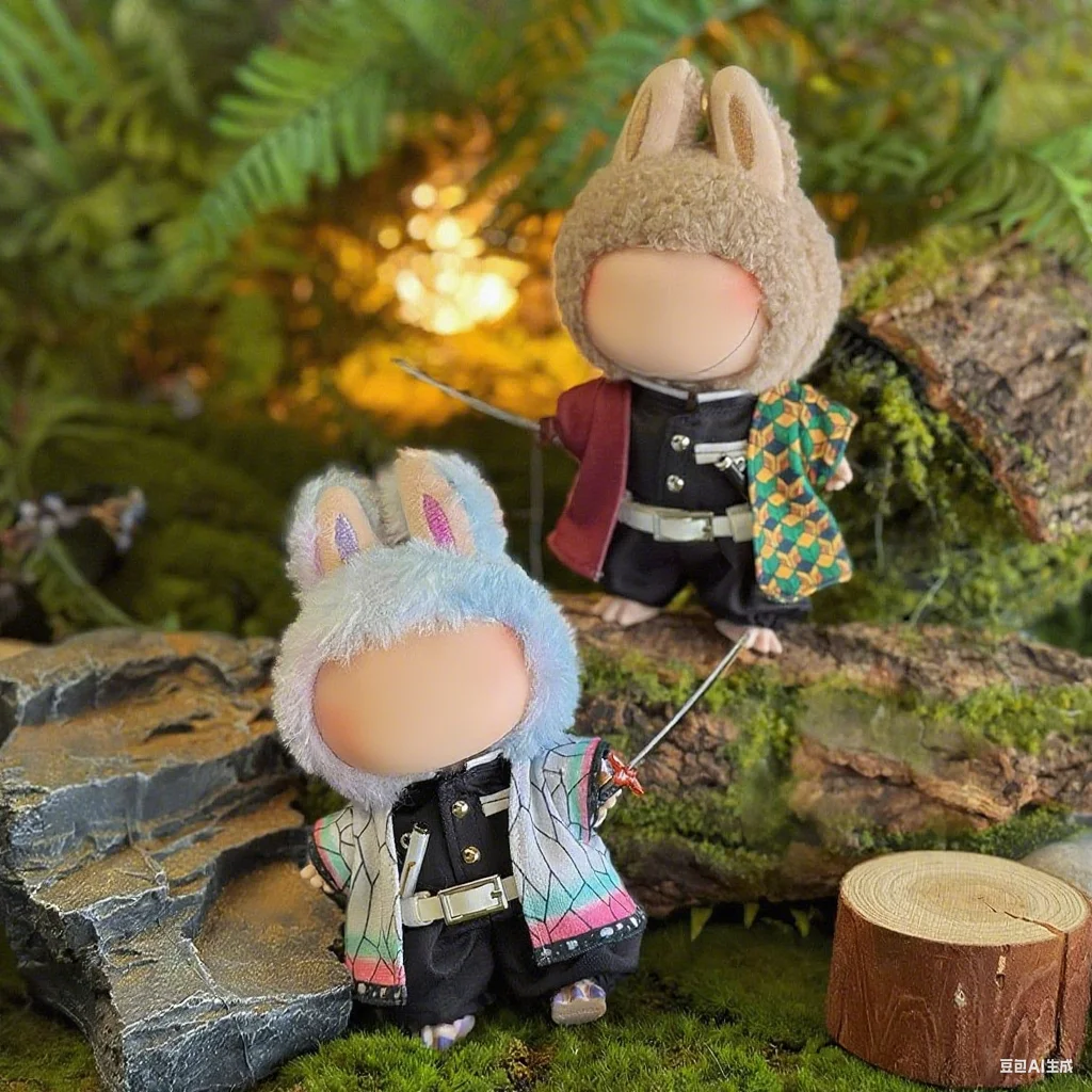 

Anime Doll Clothes for 17cm Labubu Doll Outfits Designer Luxury Japanese Samurai Set Clothes Toy Labubu Clothe Doll Accessorie