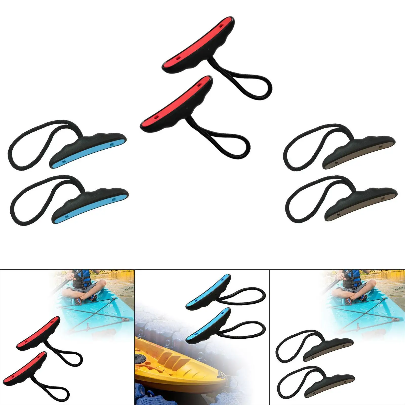 Asas de Kayak de 2 uds., manijas de cuerda de barco de palanca, ligeras, elegantes, universales con cable para accesorios de remo, surf, kayak