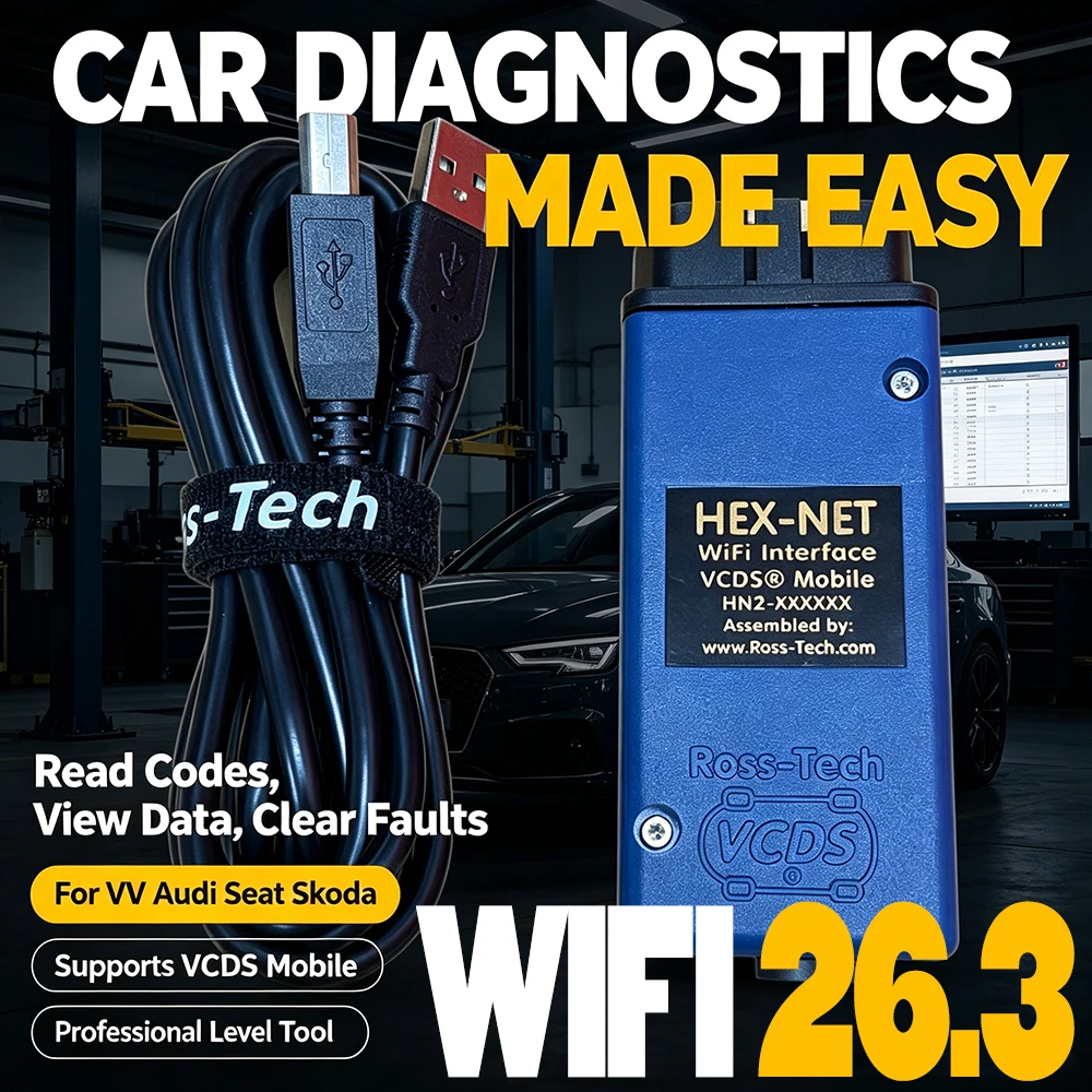 Image of 2026 VCDS VAGCOM Interface mit WIFI HEX V2 Update 26.3 für VW, Audi, Skoda, Seat – Mehrsprachige Auto-Diagnose-Tools