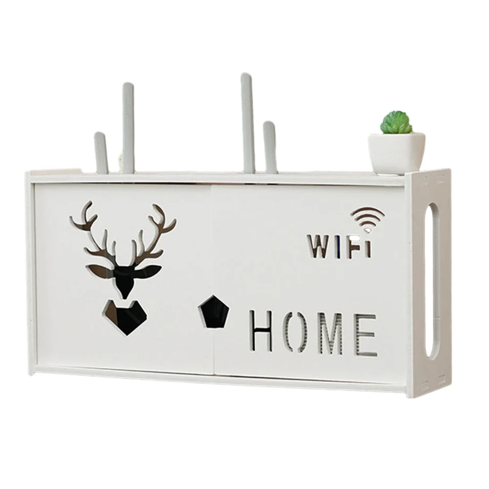

TV Accessories Router Rack WiFi Storage Box 48x24x11.5CM Decoration Living Room Plastic Material White Wireless