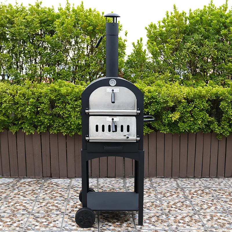 Wholesale Vertical Stainless Steel Pizza Oven Outdoor Courtyard Smoked Barbecue Pizza Oven Firewood Pizza Oven