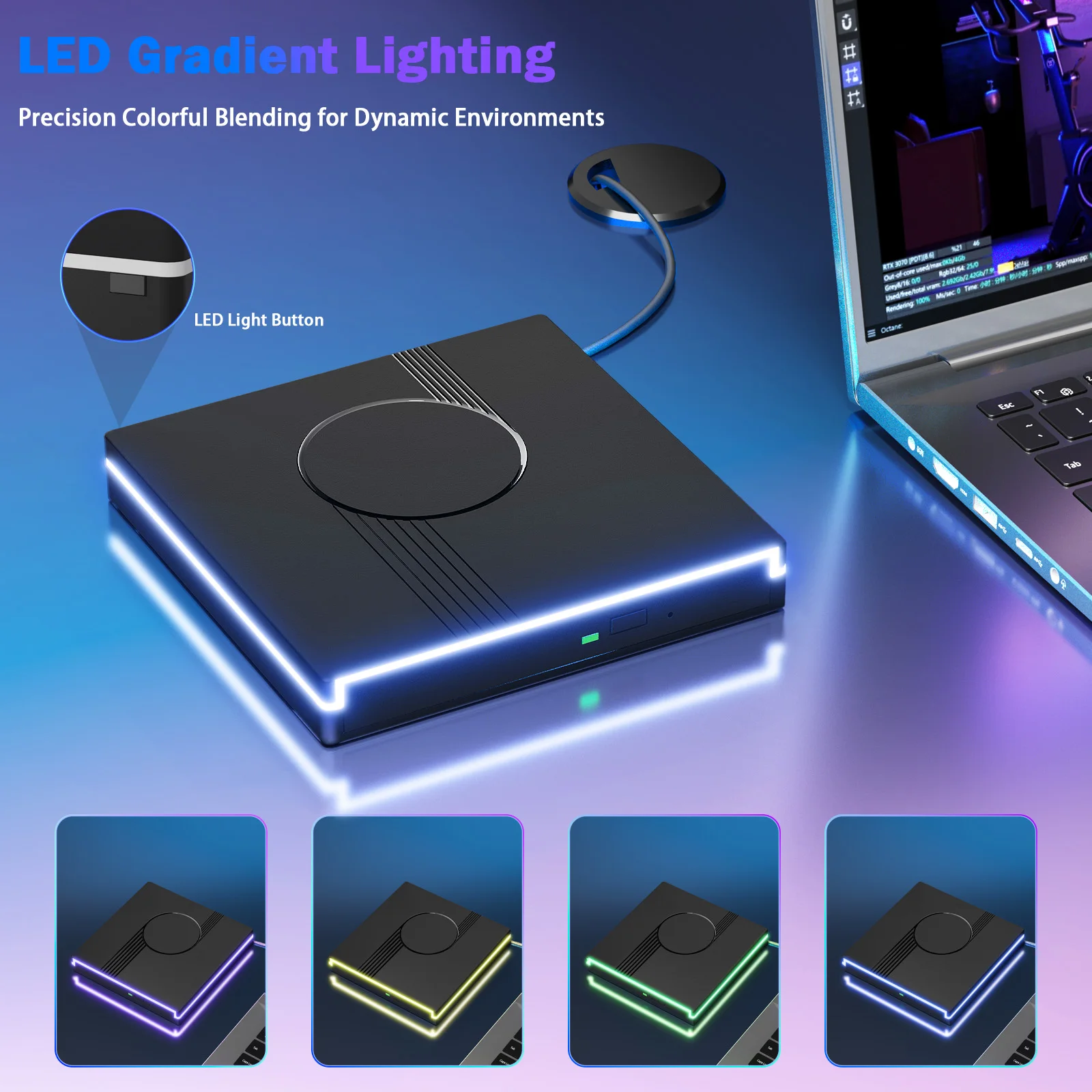 

Внешний привод для компакт-дисков/DVD с отключением звука USB 3.0 Type C Портативный DVD-плеер для записи компакт-дисков Дисковый привод для настольных ПК Mac Windows Linux