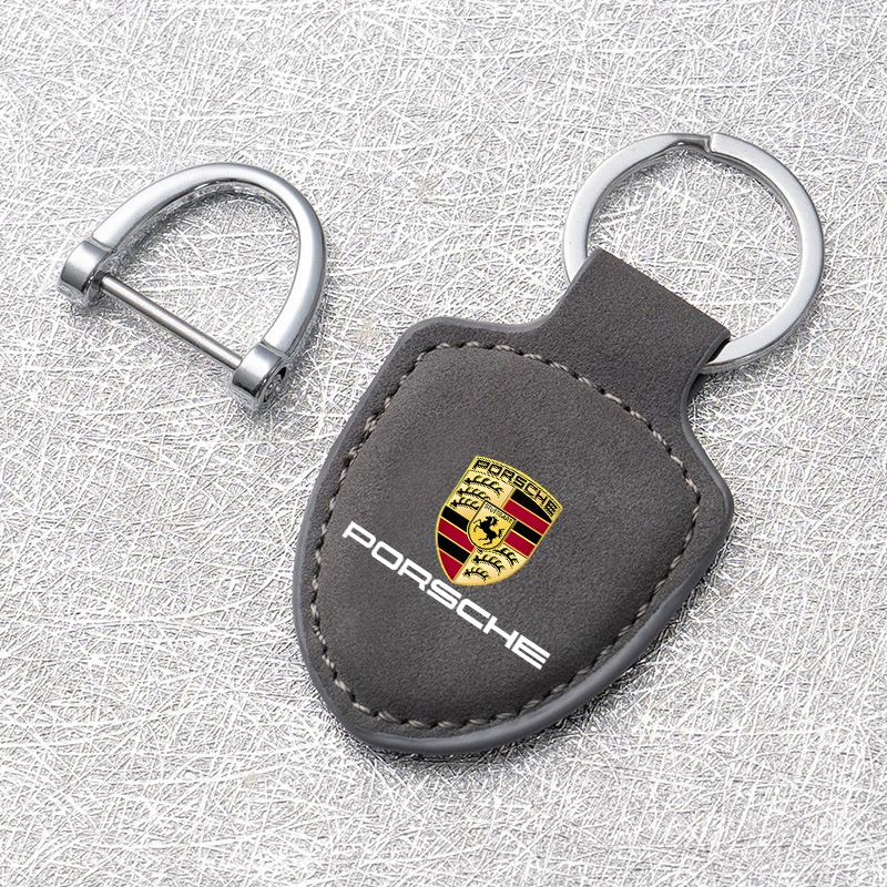 LLavero de gamuza para coche, llavero con escudo, colgante de modelado, regalos para Porsche Panamera Spyder Carrera Macan Boxster Cayman Cayenne Pajun