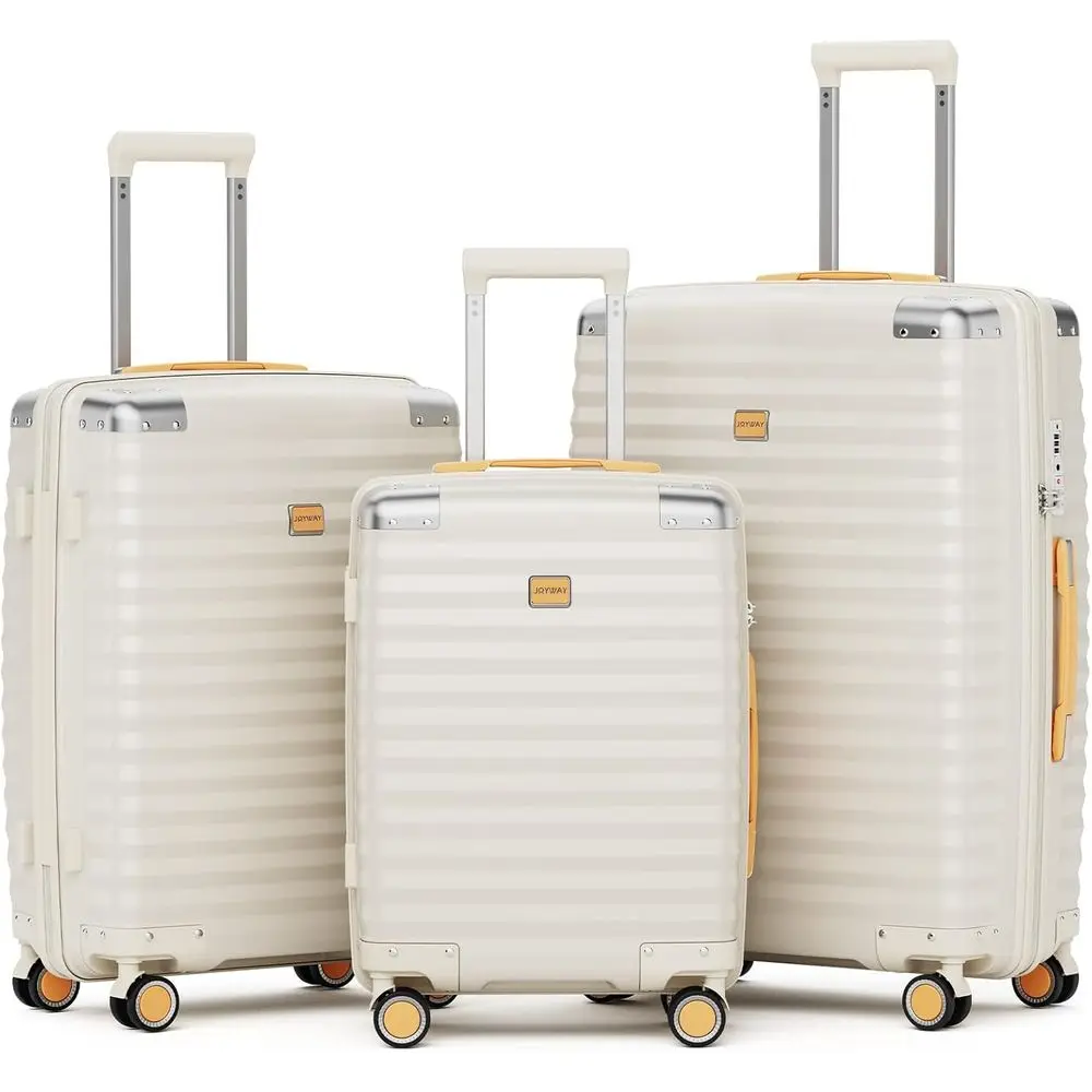 

3-Piece Hard Shell Suitcase Set with TSA Lock and Spinner Wheels - Protective Travel Luggage (White)