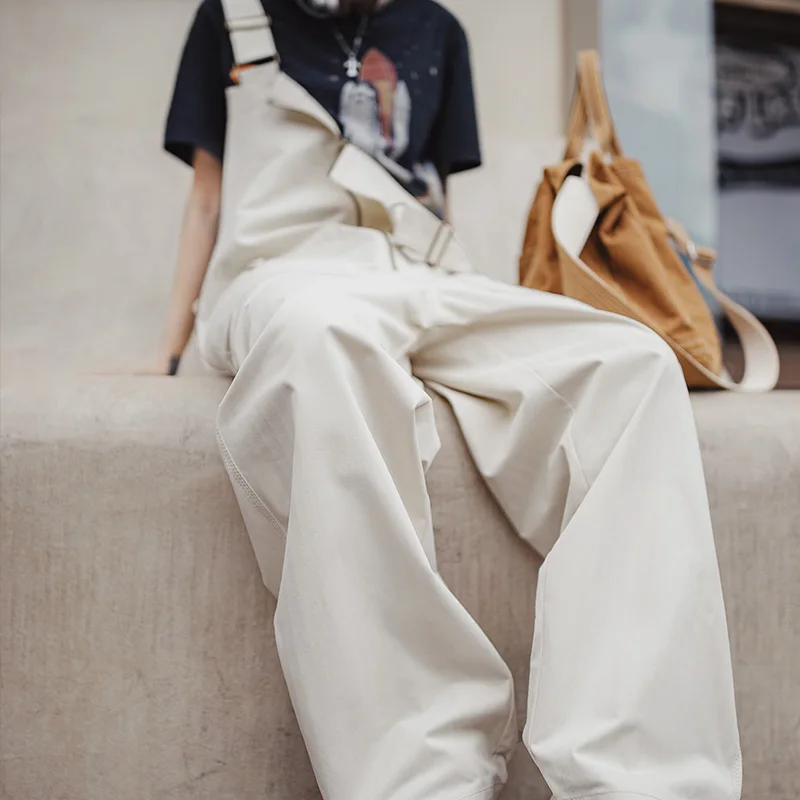 

Комбинезон свободного кроя Maden белого цвета с регулируемыми бретелями, карманами на молнии, повседневные женские рабочие брюки на осень и зиму