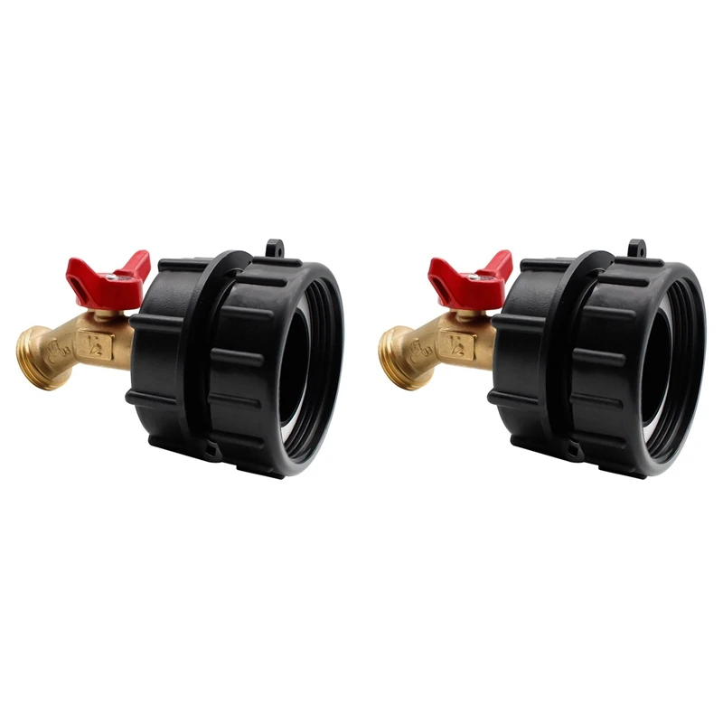 2X IBC Tote Fitting,275-330 Gallon IBC Tote Tank Adapter Fine Thread Tote Valve,Lead-Free Brass Hose Faucet Valve Tool