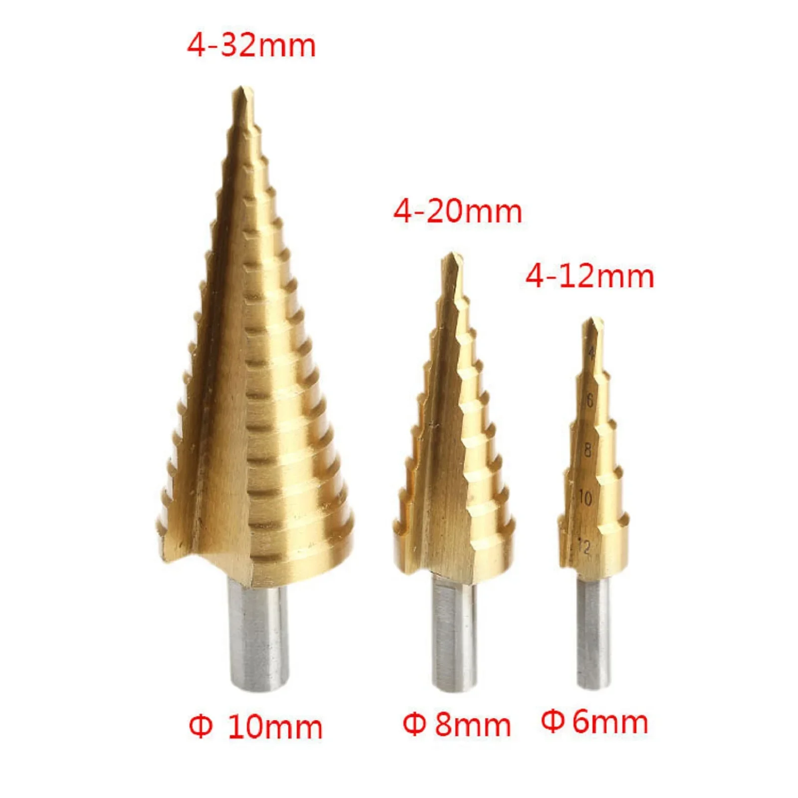 1Pc Large HSS Steel Step Cone Drill Titanium Coated Bit Set Hole Cutter 4-12 4-20 4-32mm Wood Drilling Tool