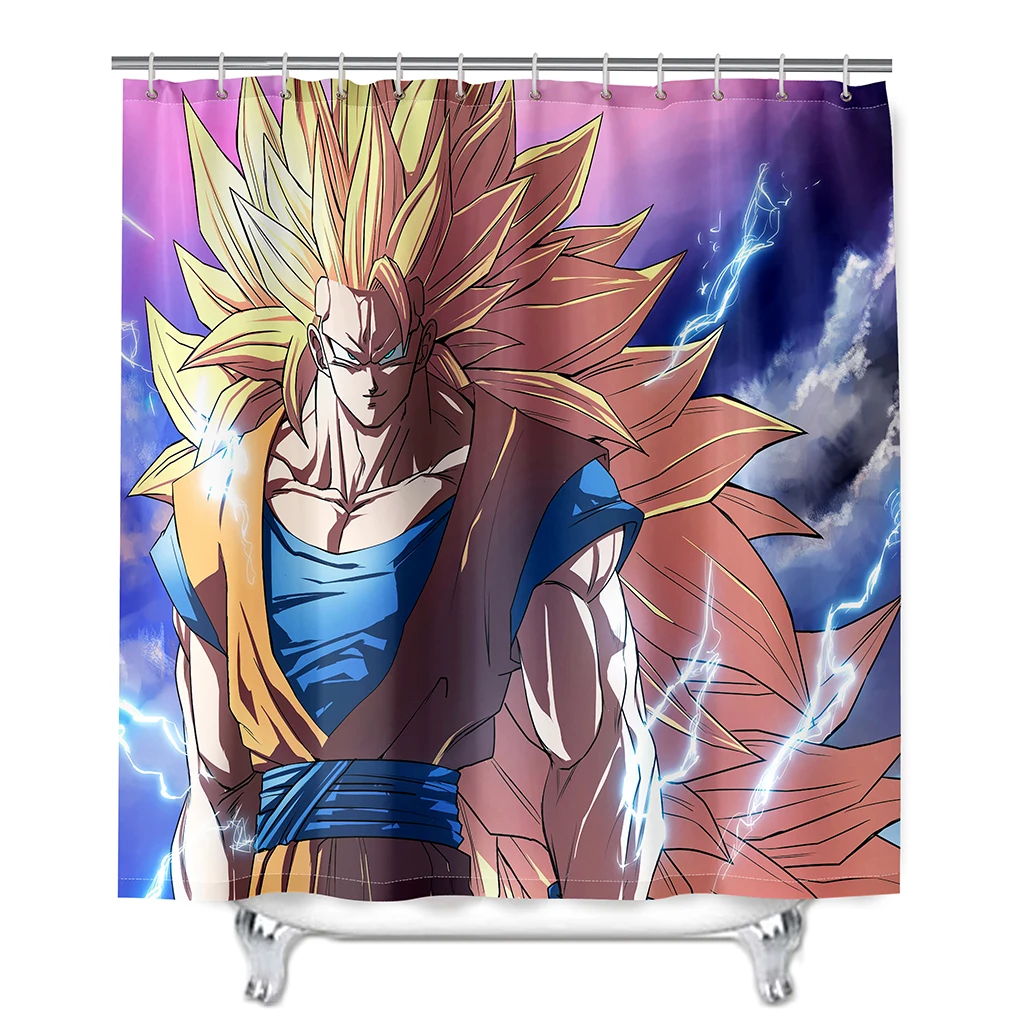 Dragon Ball Z Son Goku Burdock Broli Anime Cartoon Shower Curtains with Hooks For Bathtub Bathroom Waterproof Screens Home Decor