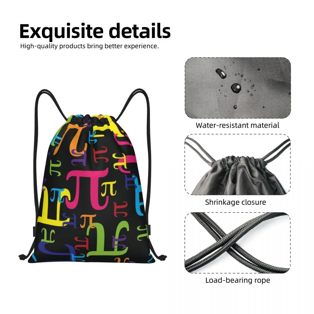 Stücke von Pi Mathe Wissenschaft Kordel zug Rucksack Taschen leichte Geek Mathematik Fitness studio Sport Sackpack Säcke für unterwegs