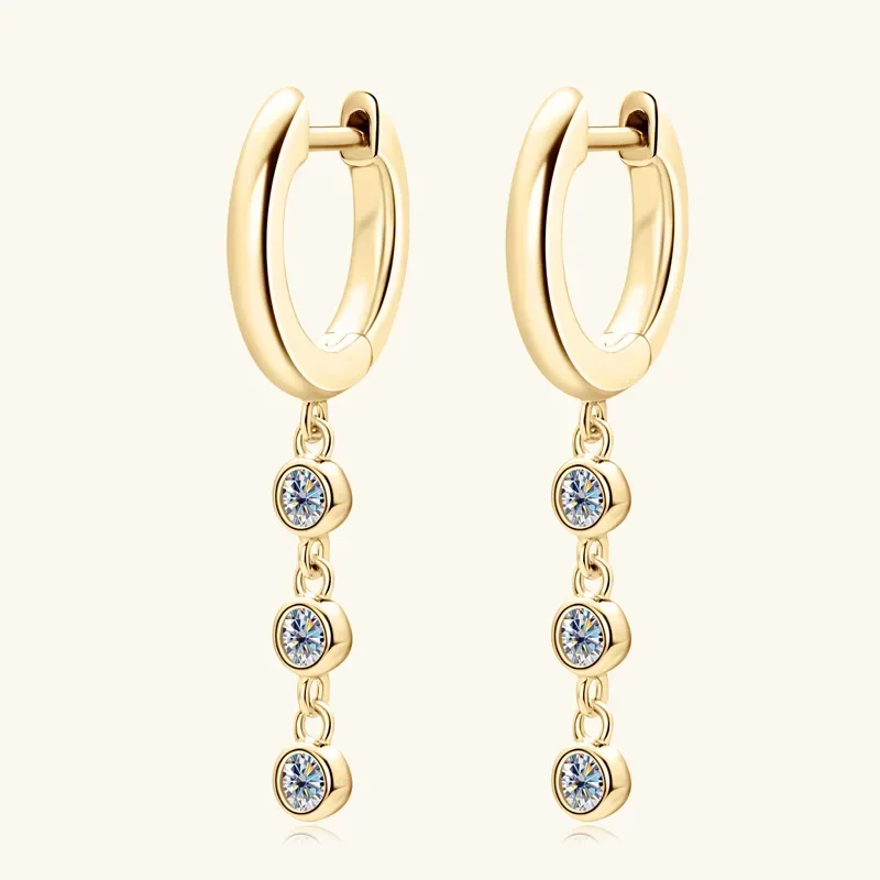 

0.36-1.8CTTW Solid 925 Silver Moissanite Drop Earring for Women 18k Gold Plated Cute Bubble Ear Elegant Charm Jewelry GRA