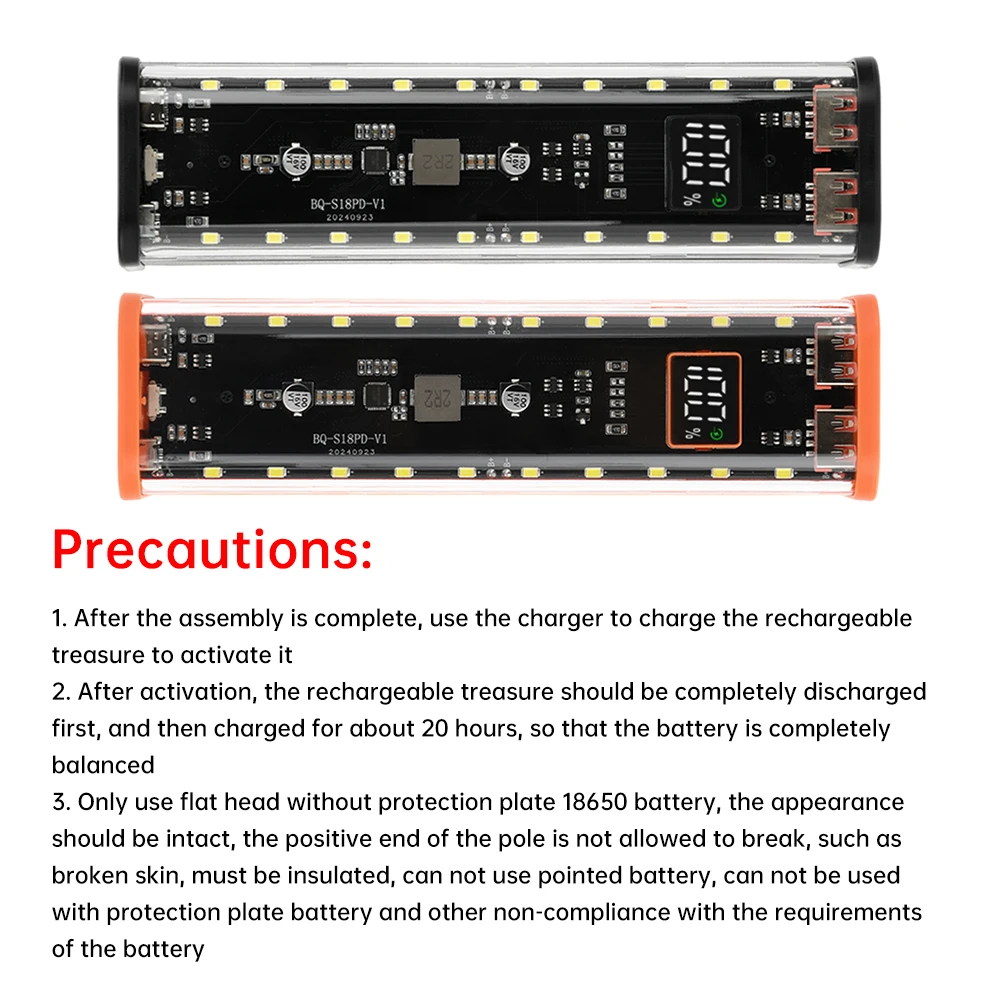 DIY 18650 Akku-Aufbewahrungsbox USB PD Schnellladung Stromversorgung DIY Gehäuse-Set mit LCD LED-Licht Elektrowerkzeug-Zubehör – Detail 13