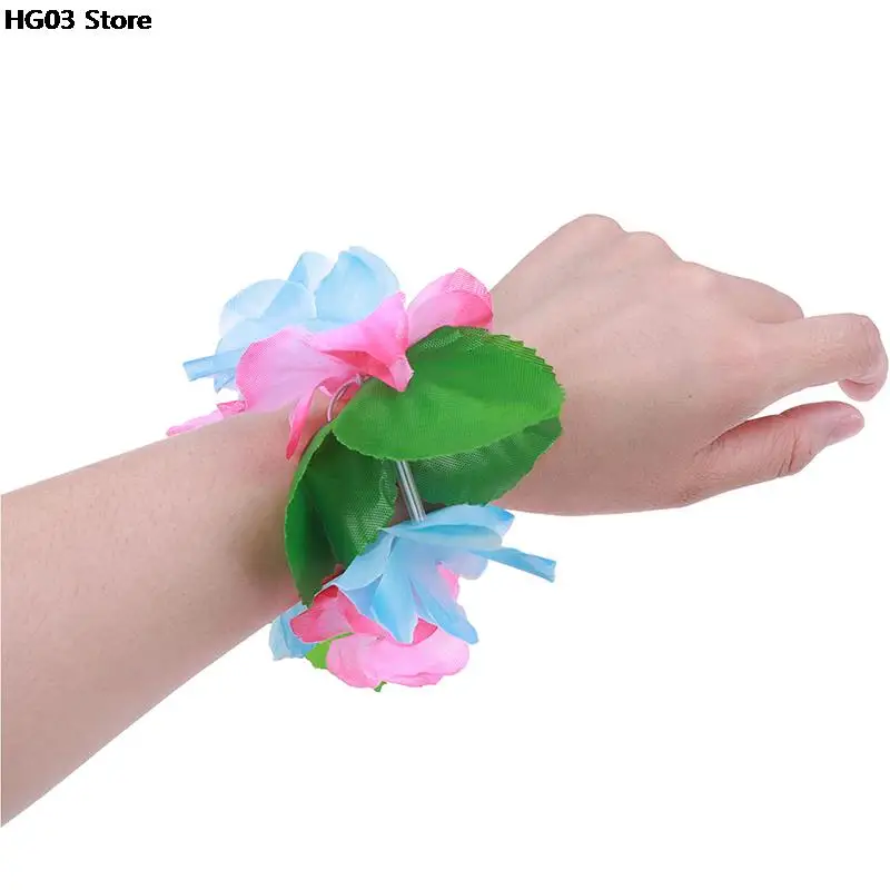 4 قطعة/المجموعة الاصطناعي فستان بتصميم حالم هاواي زهرة الطوق اكاليل قلادة حزب هاواي الشاطئ متعة الزهور DIY حزب الديكور #5