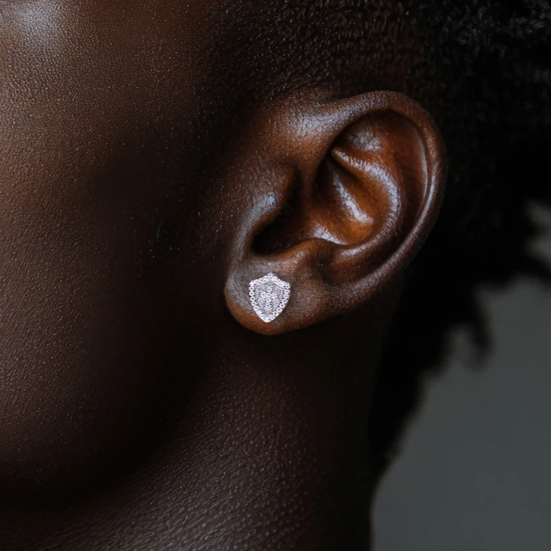 MossanRappr 0.3cttw Moissanite Hip Hop Cross Stud Earrings 925 Sterling Silver D Color Bling Statement Jewelry for Men & Women