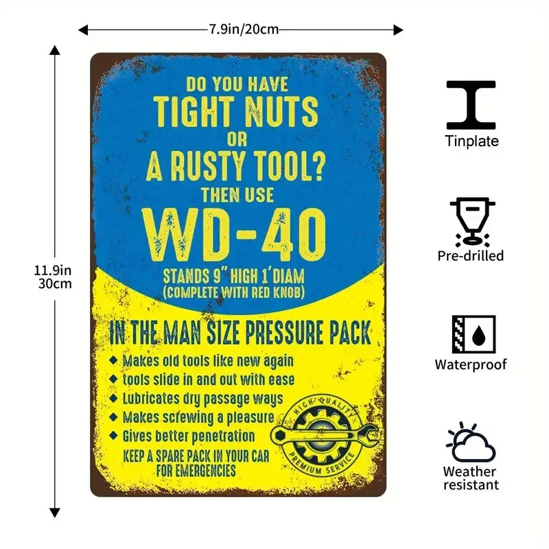 لوحة حائط جراج مقتبسة مضحكة ، ديكور كهف للرجل ، لافتة معدنية ، هدية مثالية للأصدقاء ومحبي ، لافتة قصدير ، هنا استخدم WD 40 ، أحرف مضحكة #2