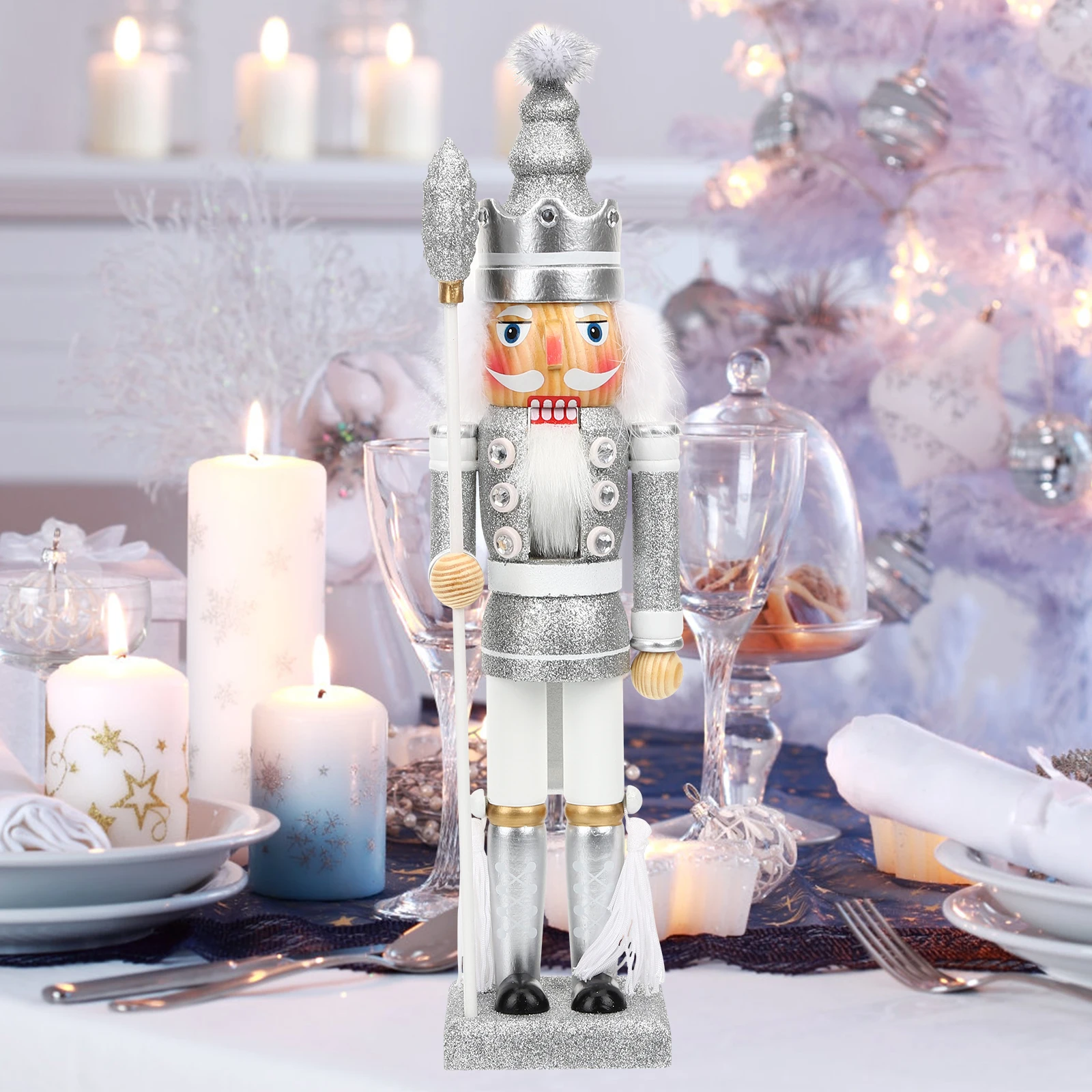 

Wooden Nutcracker Decoration Xmas Traditional Christmas Soldier Ornament for Home Office Desktop Shelf Holiday Party Decor