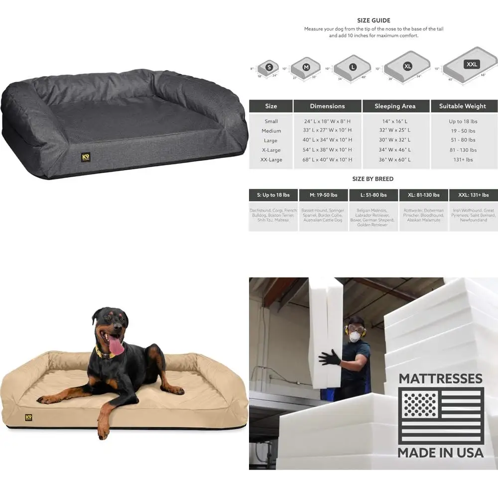 

ортопедический диван-подушка для собак - прочный, водонепроницаемый, съемный чехол, нескользящая основа.