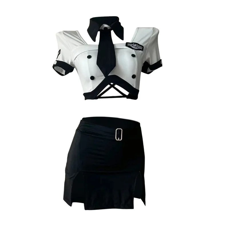 

Sexy Flight Attendant Lingerie Set Alluring Stewardess Uniform Easy Take Off Outfit