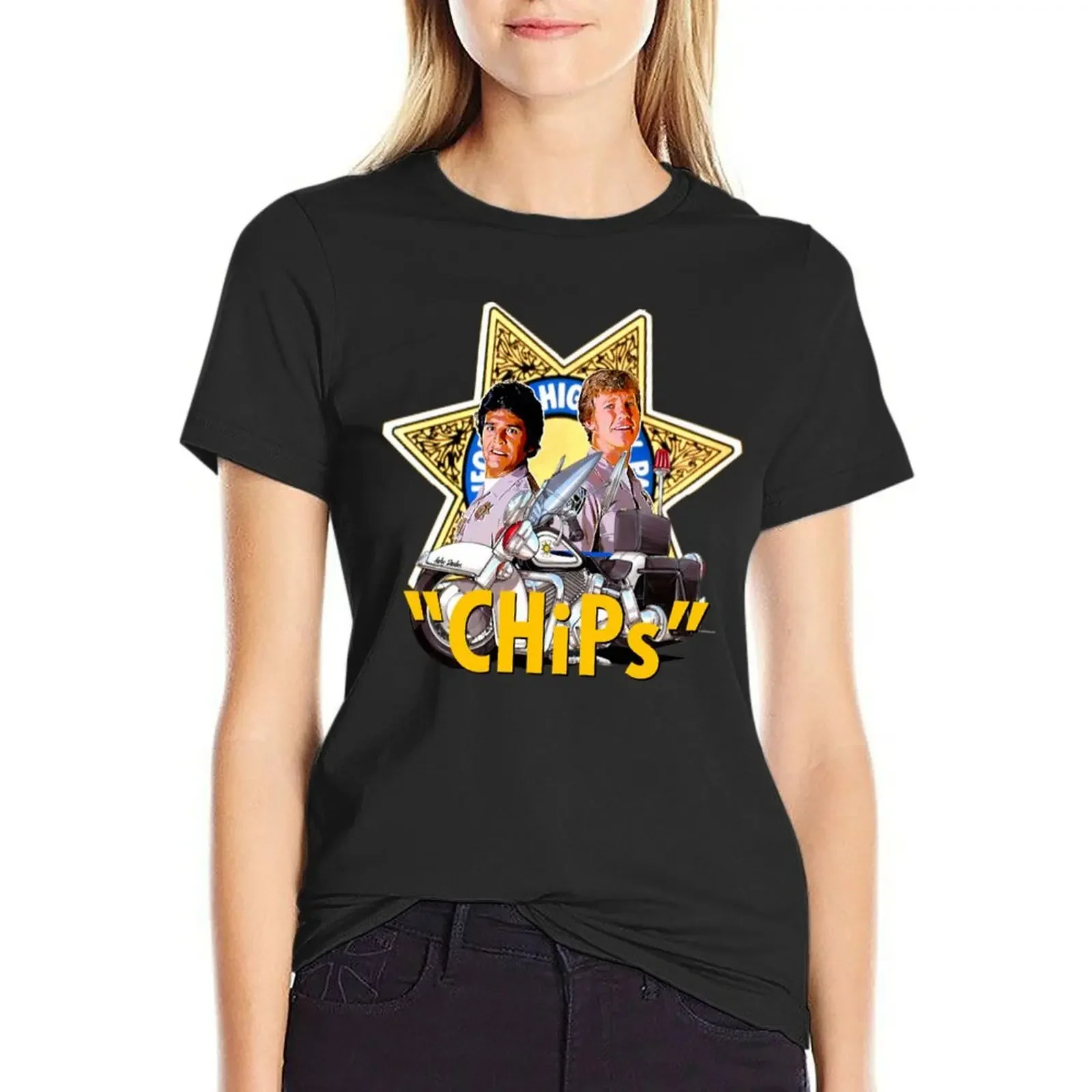 

tv series chips T-shirt female cute clothes Short sleeve tee Women's clothing