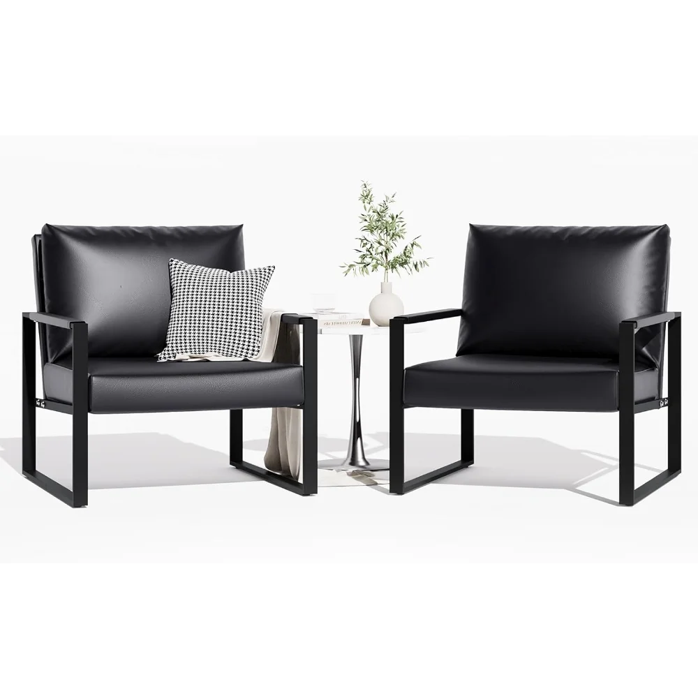 

Accent Chair Set of 2 Leather Modern Comfortable Waiting Room Chairs Easy to Clean Couch Chair for Living Room Bedroom